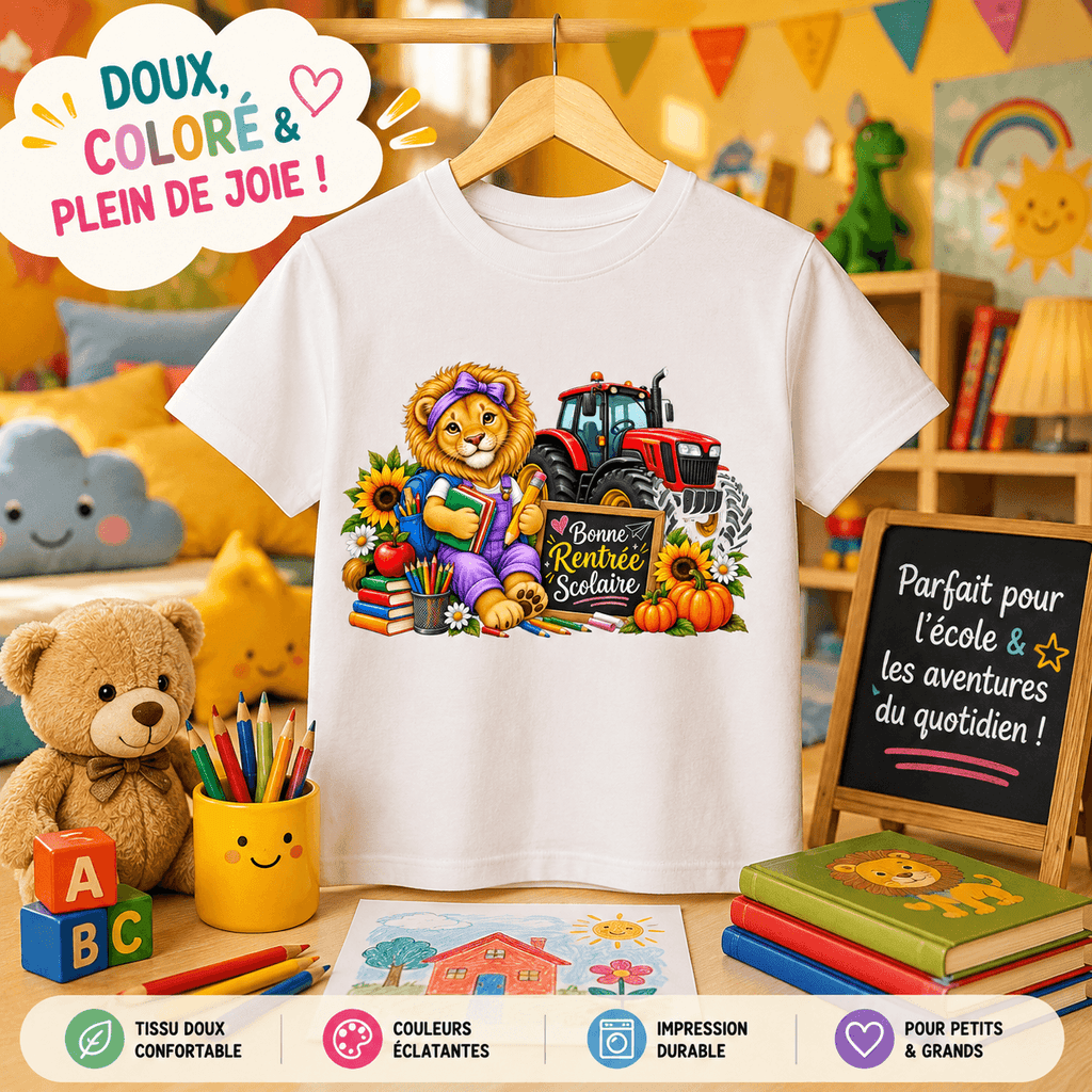 Lion Vintage Rentrée Scolaire PNG – Sublimation, DTF & Impression