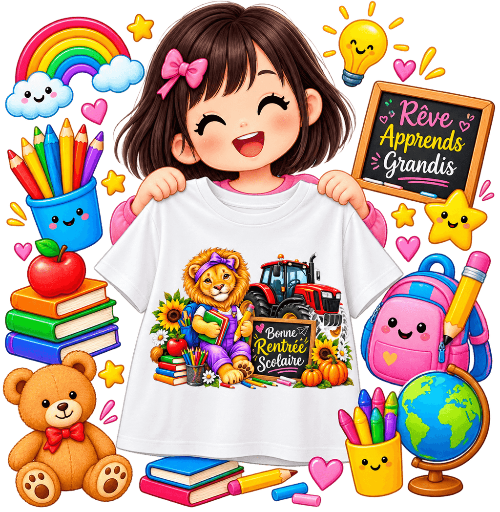 Lion Vintage Rentrée Scolaire PNG – Sublimation, DTF & Impression